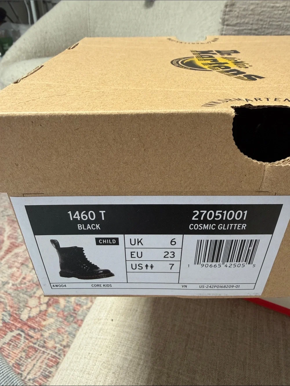Dr. Martens Black Cosmic Glitter Kids Lace-Up Boots